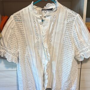 Polo Ralph Lauren White Eyelet Button Down Shirt